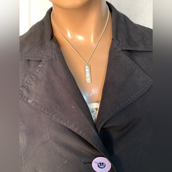 Authentic Tiffany & Co 925 Silver Atlas Collection Bar with Necklace - Picture 9 of 9